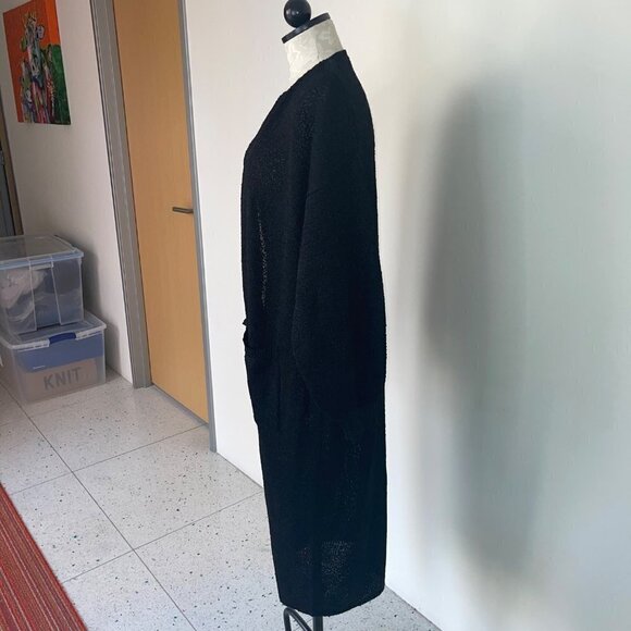 French Rags Vintage Womens Open Duster Cardigan Black Size 2 Medium Pure Rayon - Picture 13 of 13